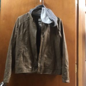 Faux leather jacket with hood